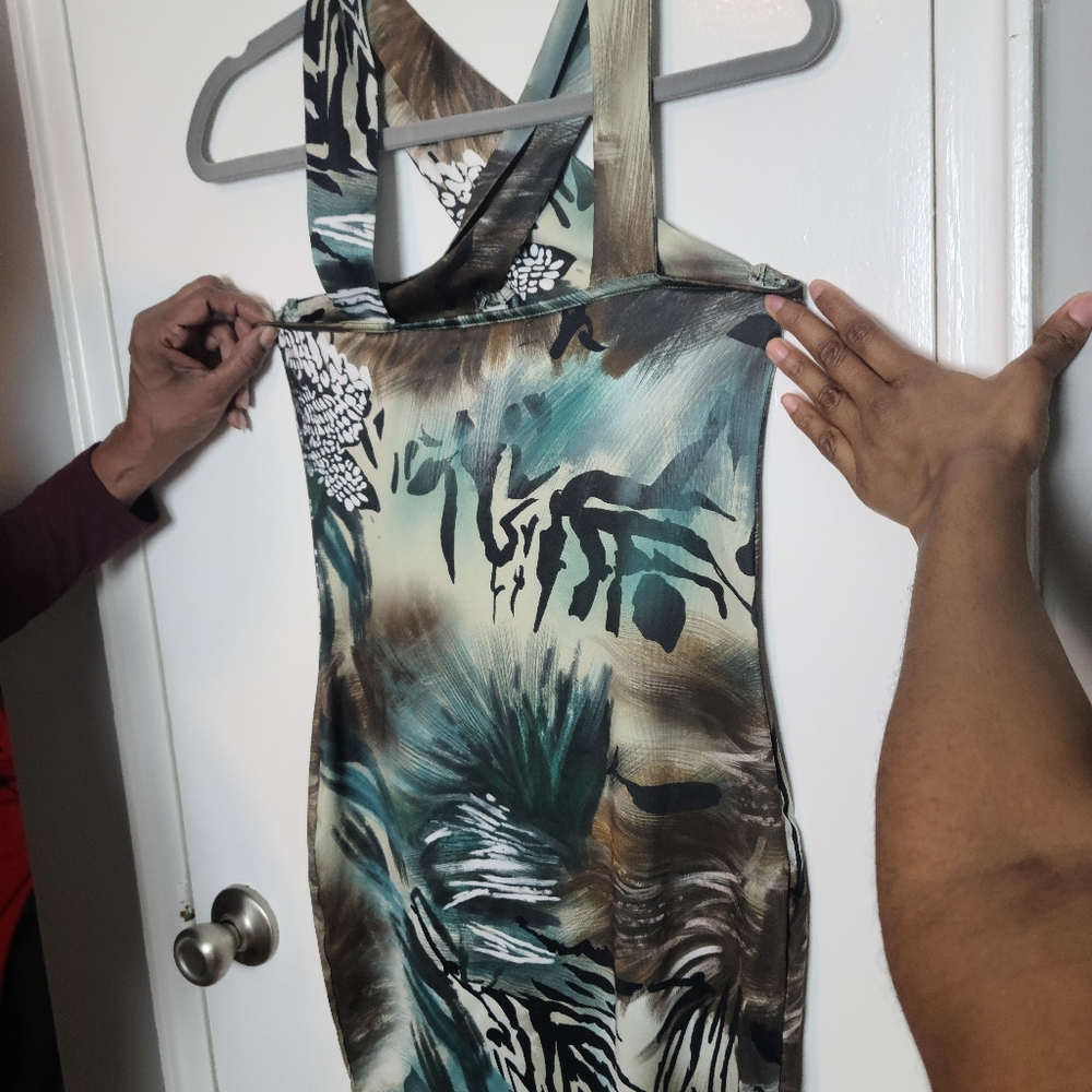 Green Safari/Shein Dress - Picture 3 of 4